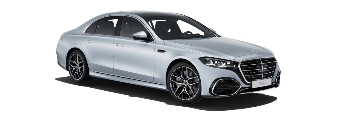mercedes classe s 2026 berlina argento vista tre quarti anteriore cerchi amg