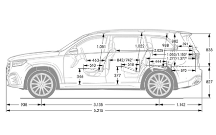 mercedes gls dimensioni laterale