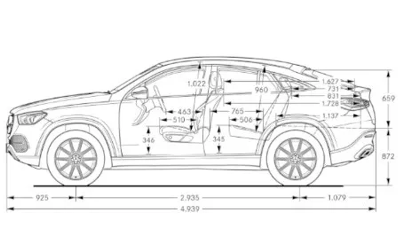 mercedes gle amg coupe dimensioni laterale
