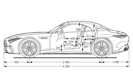 mercedes sl amg dimensioni laterale