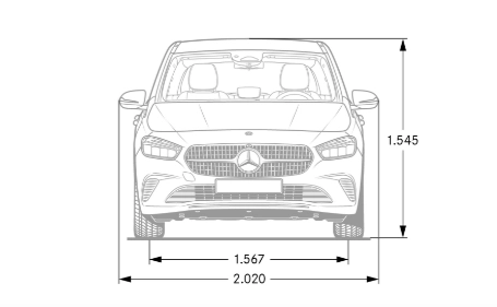 mercedes classe b dimensioni frontale