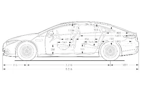 mercedes eqs amg dimensioni laterale