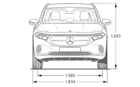 mercedes eqa dimensioni frontale