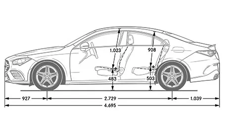 mercedes cla amg dimensioni laterale