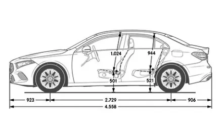mercedes classe a sedan dimensioni posteriore