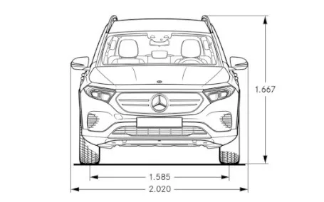 mercedes eqb dimensioni frontale