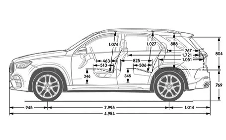 gle amg 63 dimensioni laterale