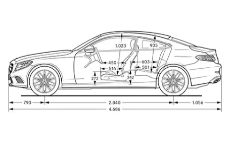classe c coupe dimensioni laterale