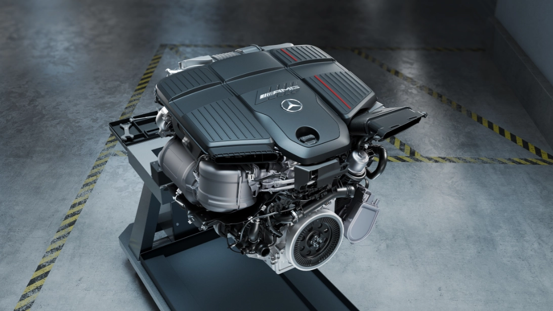 Motore Mercedes-AMG GLC 53 sei cilindri in linea 3.0 M256EVO con cover AMG