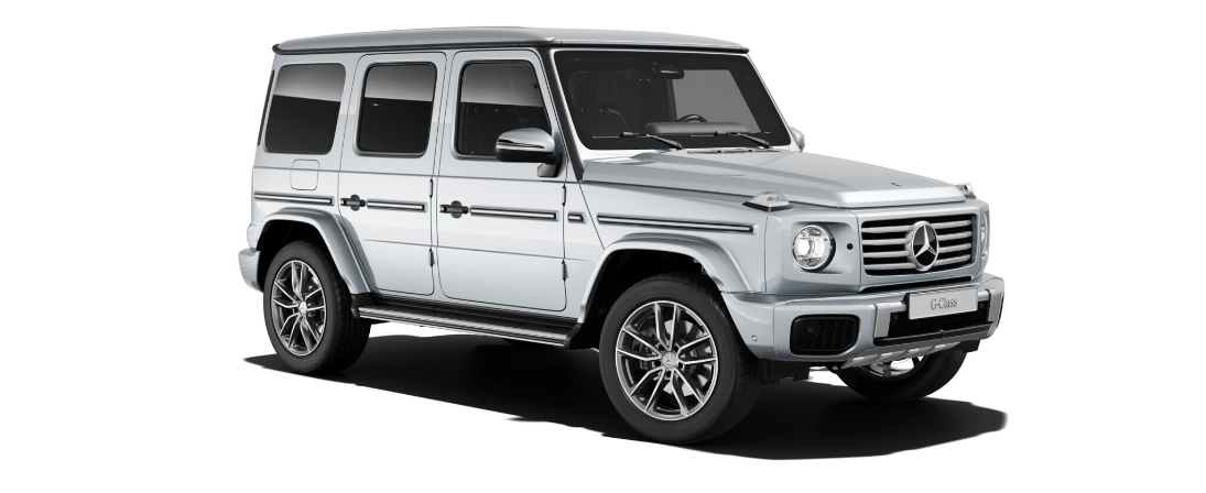 Mercedes Classe G 2026 in colore argento, vista di tre quarti anteriore