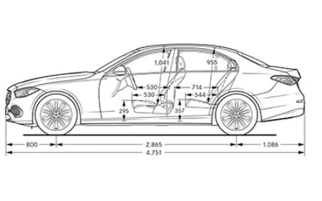 mercedes classe c dimensioni laterale