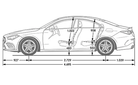 mercedes cla 35 amg dimensioni laterale