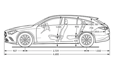 mercedes cla amg shooting brake dimensioni laterale