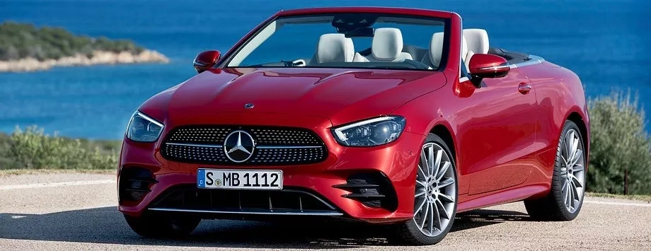 classe e cabrio rossa frontale