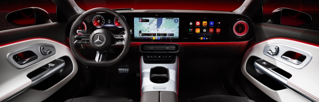 Interni nuova Mercedes CLA Coupé 2025 plancia MB.OS display digitale