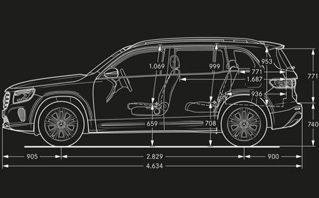 mercedes glb dimensioni frontale
