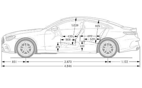 mercedes classe e coupe amg dimensioni laterale