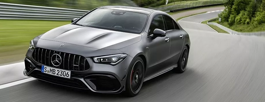 mercedes amg cla coupe 45 s grigia