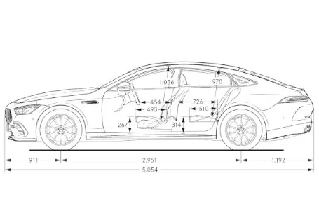 mercedes amg gt 4 coupe dimensioni laterale