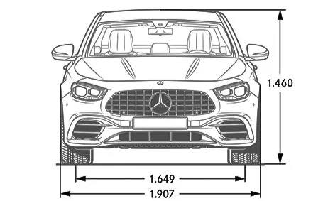 classe e amg dimensioni frontale
