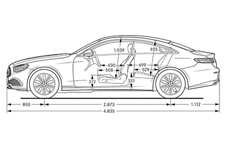 classe e coupe dimensioni laterale