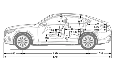 dimensioni di nuova Mercedes GLC Coupé