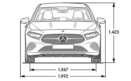 mercedes classe a dimensioni frontale