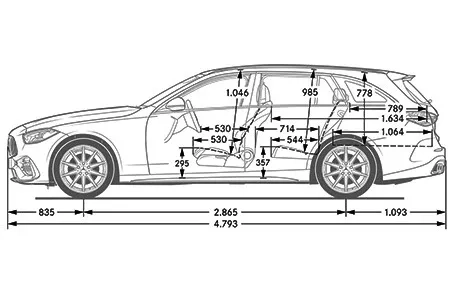 dimensioni mercedes classe c amg station wagon laterale