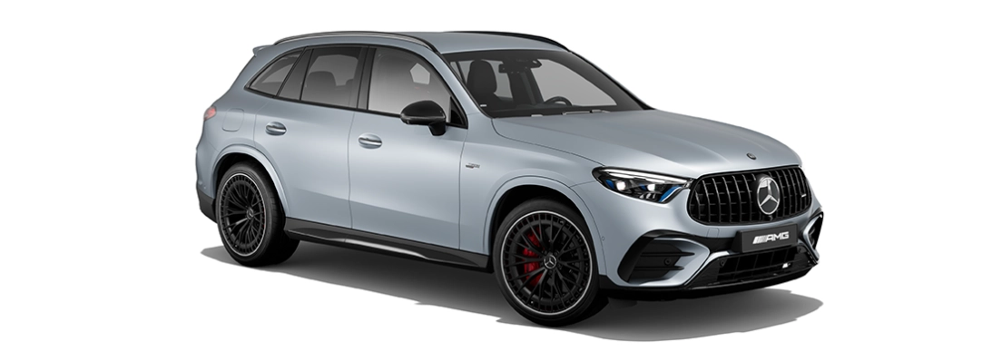 Mercedes-AMG GLC 53 4MATIC+ SUV argento vista tre quarti anteriore con griglia AMG e pinze freno rosse