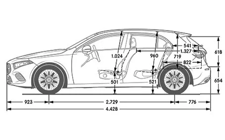 mercedes classe a dimensioni posteriore