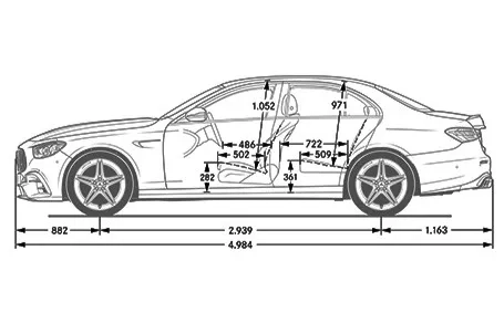classe e amg dimensioni laterale