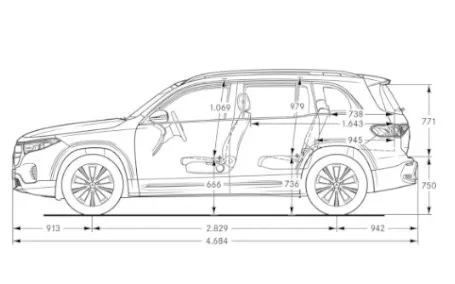 mercedes eqb dimensioni laterale