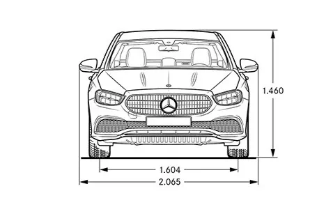 classe e berlina dimensioni frontale