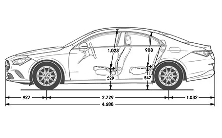 mercedes cla amg dimensioni laterale