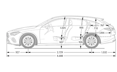 mercedes cla shooting brake dimensioni laterale