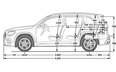mercedes glb amg dimensioni laterale