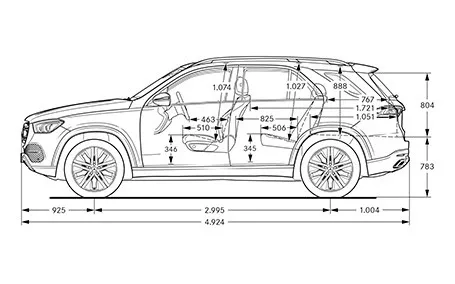 mercedes gle 53 amg dimensioni laterale