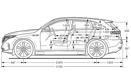 mercedes eqc dimensioni laterale