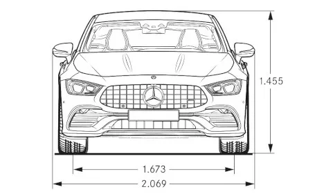 mercedes amg gt 4 coupe dimensioni frontale