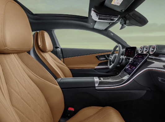 mercedes cle coupé interni sedili pelle cognac trapuntati abitacolo tetto panoramico