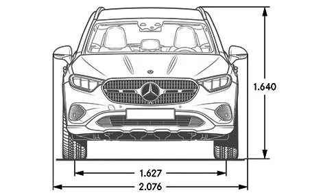 mercedes glc dimensioni frontale