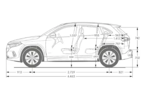 mercedes eqa dimensioni laterale