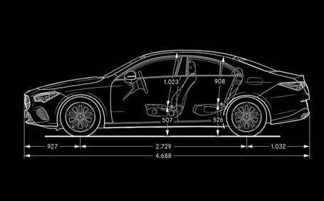 mercedes cla dimensioni laterale