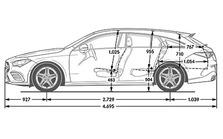 mercedes cla shooting brake amg dimensioni laterale