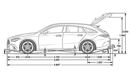 mercedes cla 45 amg shooting brake dimensioni laterale